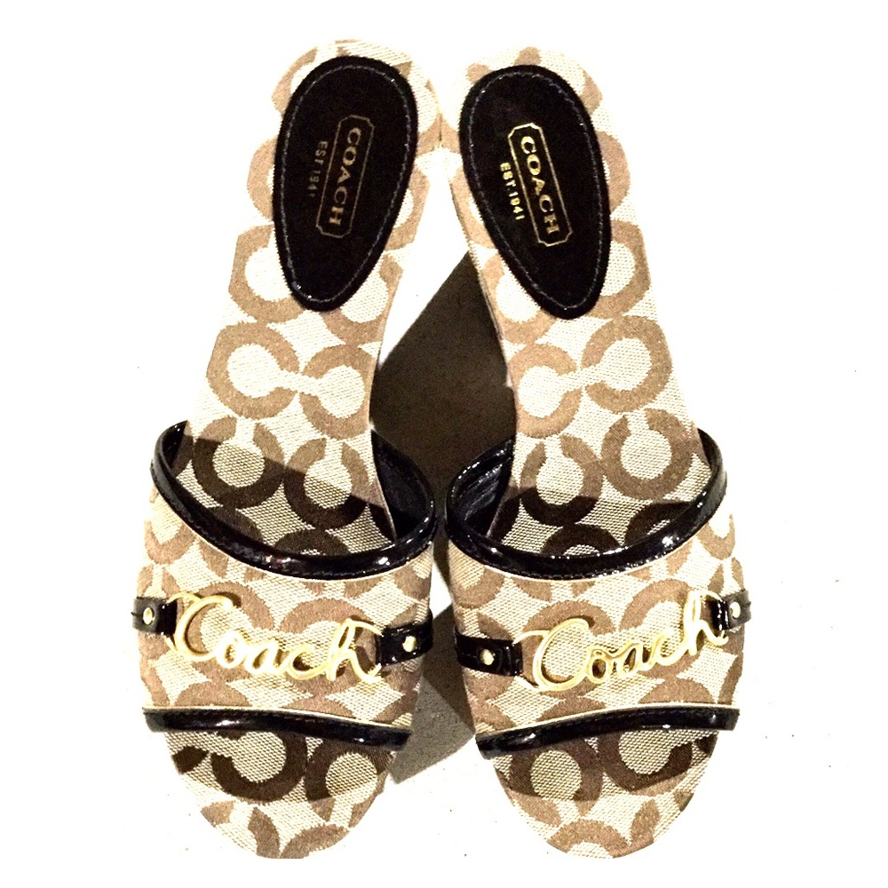 {Coach}  Signature Jacquard Wedge Flatform Sandals